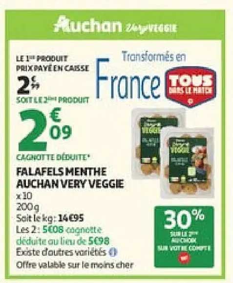 AUCHAN VERY VEGGIE FALAFELS MENTHE