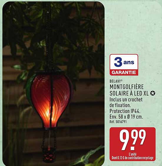 BELAVI MONTGOLFIÈRE SOLAIRE À LED XL