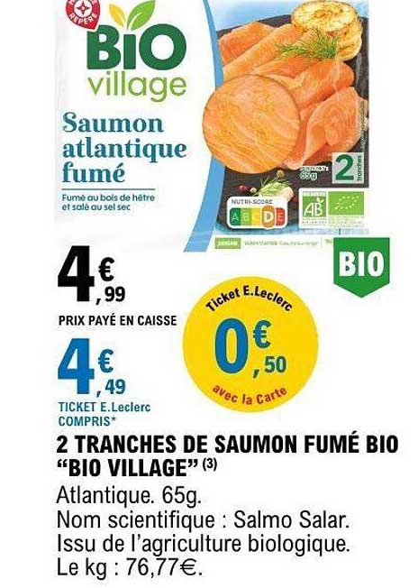 Bio village Saumon atlantique fumé