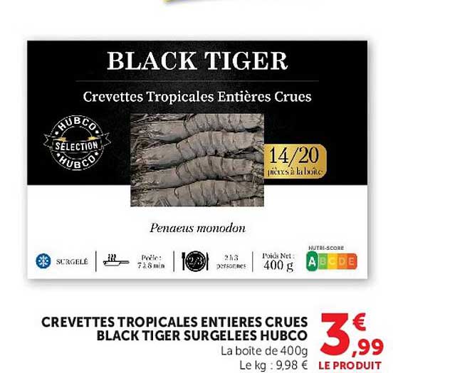 BLACK TIGER Crevettes Tropicales Entières Crues