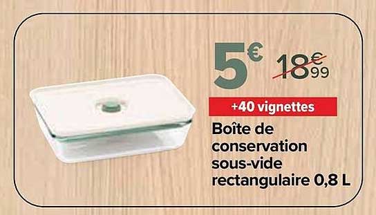 Boîte de conservation sous-vide rectangulaire 0,8 L