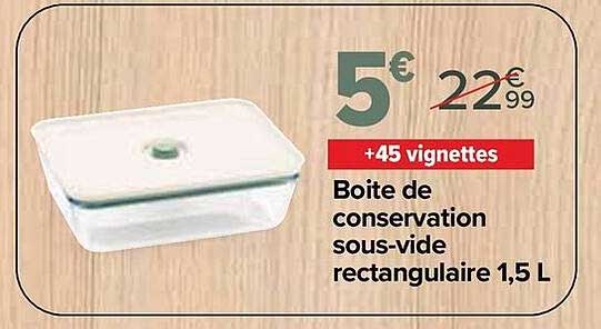 Boite de conservation sous-vide rectangulaire 1,5 L