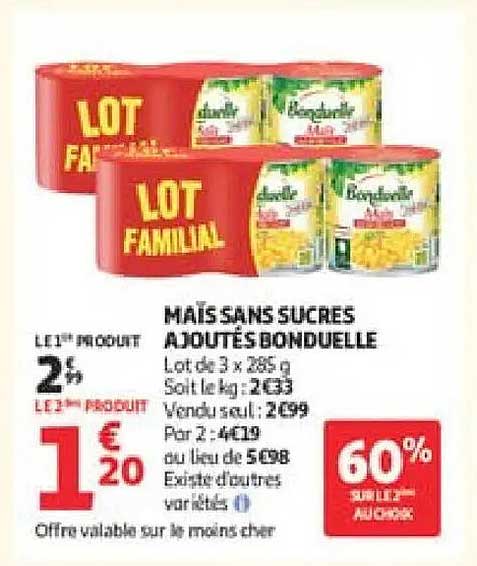 BONDUELLE Maïs sans sucres ajoutés