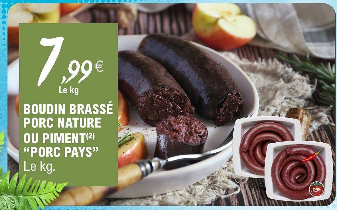 BOUDIN BRASSÉ PORC NATURE OU PIMENT "PORC PAYS