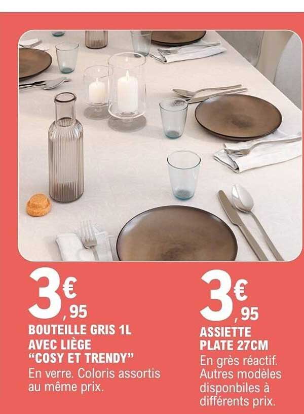Bouteille gris 1L avec liège “Cosy et trendy”