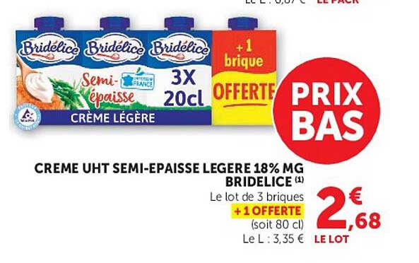 Bridelice Creme UHT Semi-epaisse Legere