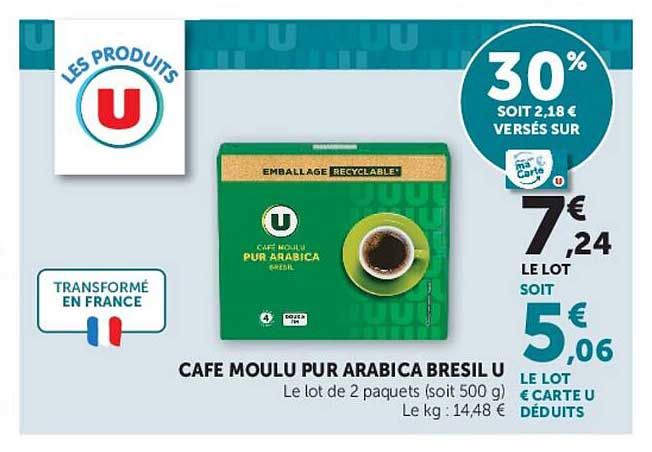 CAFE MOULU PUR ARABICA BRESIL U