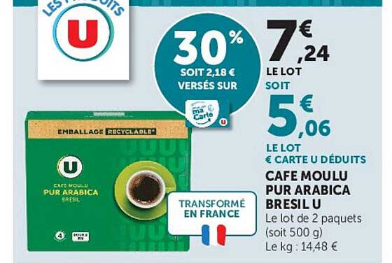 Café moulu pur Arabica Brésil U