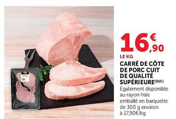 CARRÉ DE CÔTE DE PORC CUIT DE QUALITÉ SUPÉRIEURE