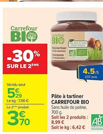 Carrefour Bio Pâte à tartiner