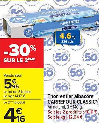 Carrefour Classic' Thon entier albacore