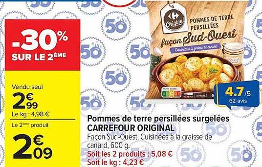 CARREFOUR ORIGINAL Pommes de terre persillées surgelées