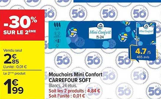 CARREFOUR SOFT MOUCHOIRS MINI CONFORT