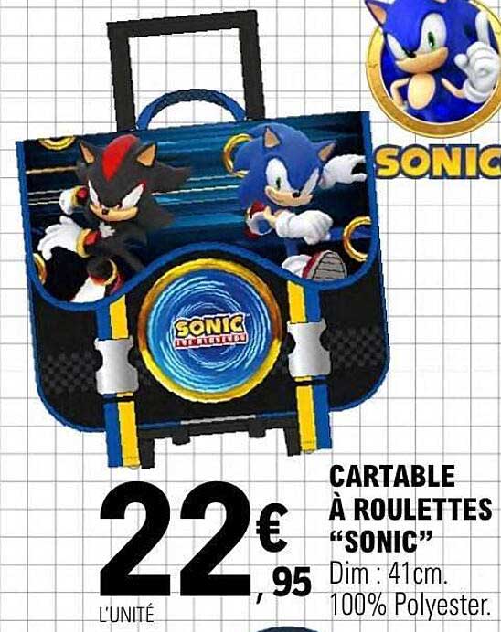 CARTABLE À ROULETTES “SONIC”
