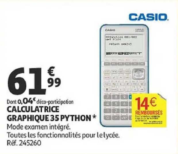 CASIO CALCULATRICE GRAPHIQUE 35 PYTHON