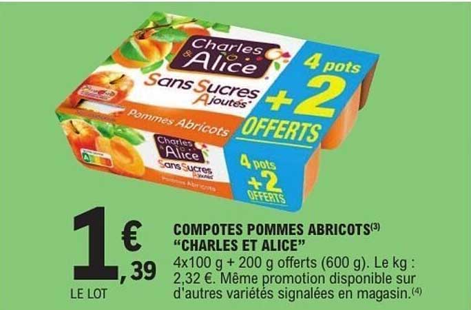Charles et Alice Compotes Pommes Abricots