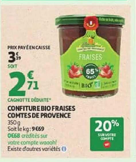 CONFITURE BIO FRAISES COMTES DE PROVENCE
