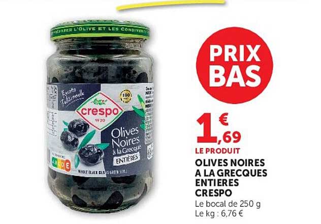 Crespo Olives Noires A La Grecque Entières
