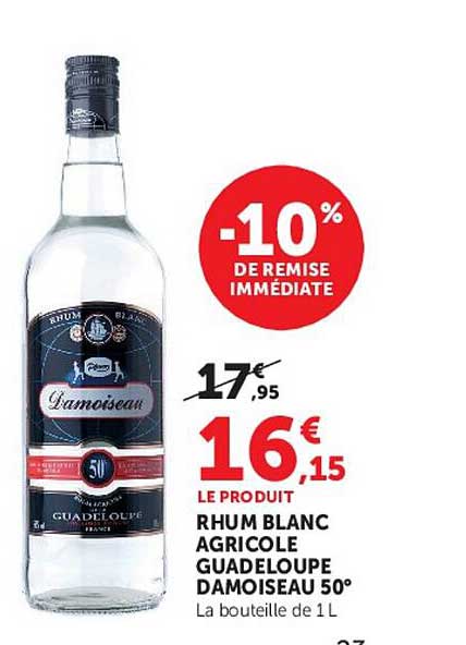 Damoiseau Rhum blanc agricole Guadeloupe 50°