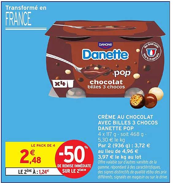 Danette pop chocolat billes 3 chocos