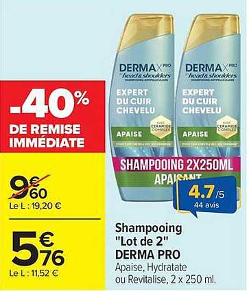 DERMA XPRO Expert du cuir chevelu Shampooing 2X250ML APAISE