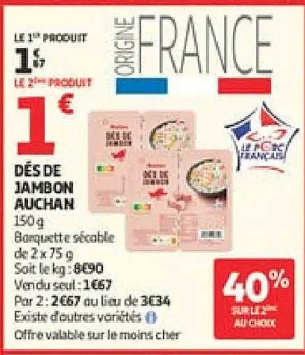 Dés de Jambon Auchan