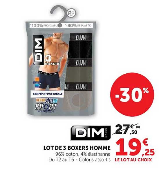 DIM LOT DE 3 BOXERS HOMME