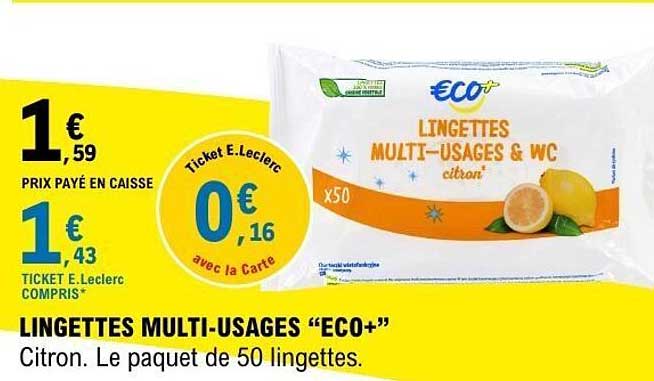 ECO+ LINGETTES MULTI-USAGES WC citron
