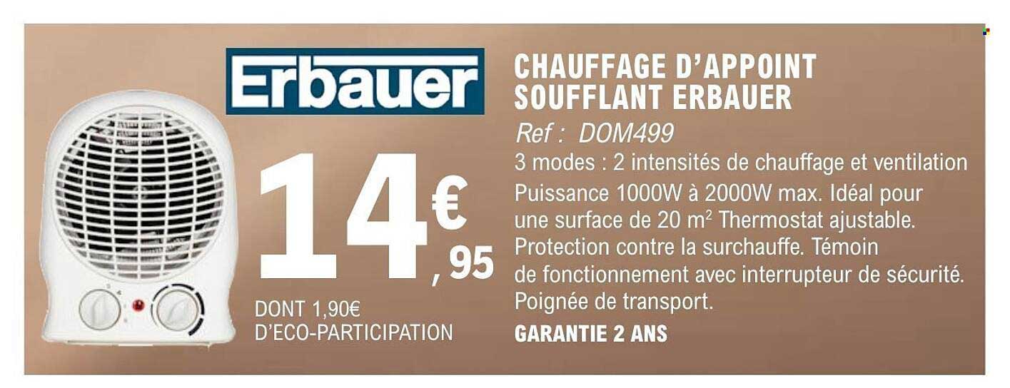 Erbauer Chauffage d’appoint soufflant