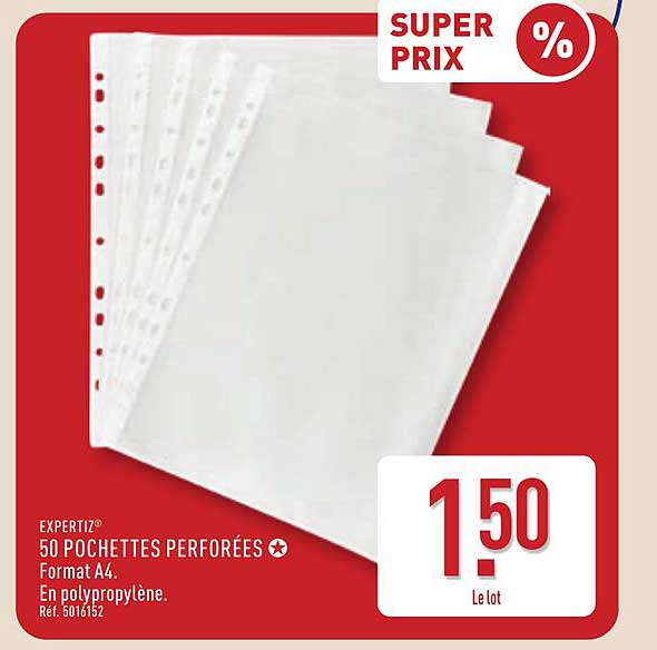 EXPERTIZ 50 POCHETTES PERFORÉES