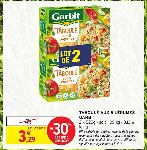Garbit Taboulé aux 5 légumes