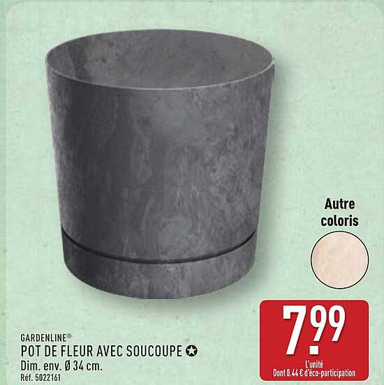 GARDENLINE® POT DE FLEUR AVEC SOUCOUPE