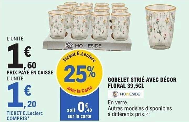HOMESIDE GOBELET STRIÉ AVEC DÉCOR FLORAL