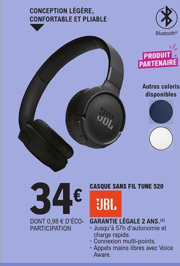 JBL CASQUE SANS FIL TUNE 520