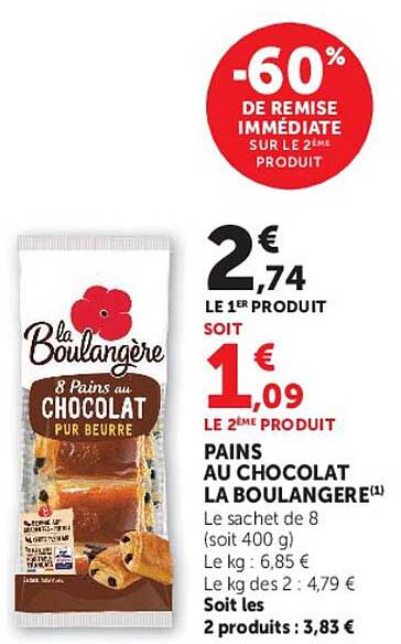 La Boulangère 8 Pains au CHOCOLAT