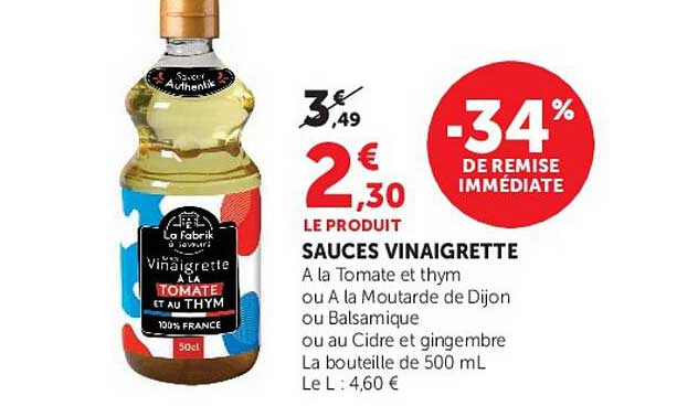 La Fabrik Vinaigrette A LA TOMATE ET AU THYM