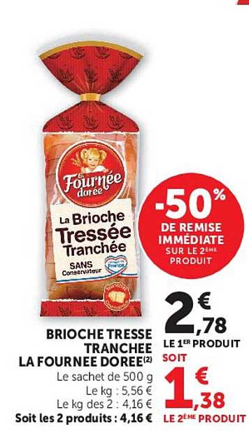 La Fournée Dorée Brioche Tressée Tranchée
