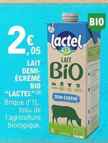 Lactel Lait BIO DEMI-ÉCRÉMÉ