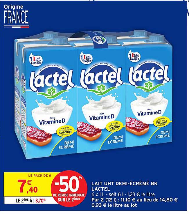 Lactel Lait UHT Demi-Écrémé BK