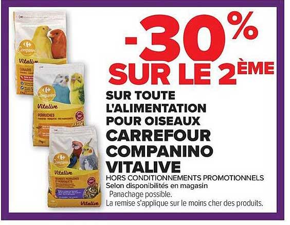 L'alimentation pour oiseaux Carrefour Companino Vitalive