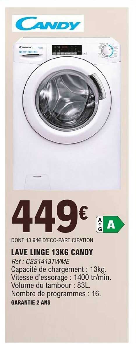 LAVE LINGE 13KG CANDY