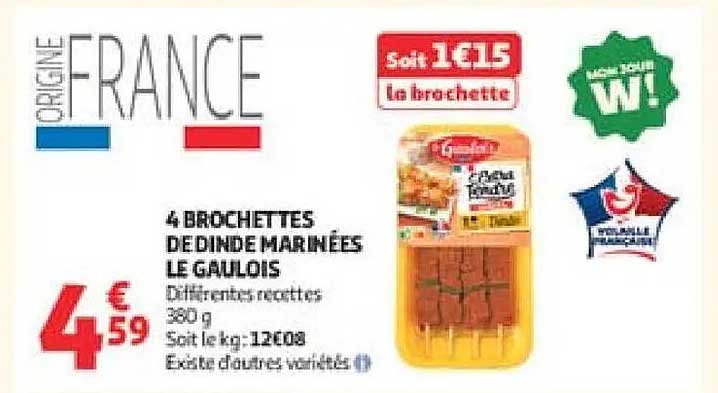 Le Gaulois 4 brochettes dinde marinées