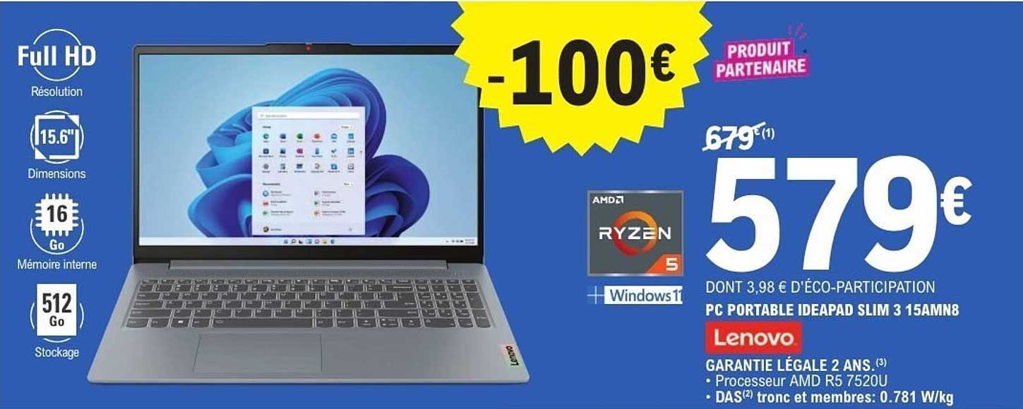 Lenovo PC PORTABLE IDEAPAD SLIM 3 15AMN8