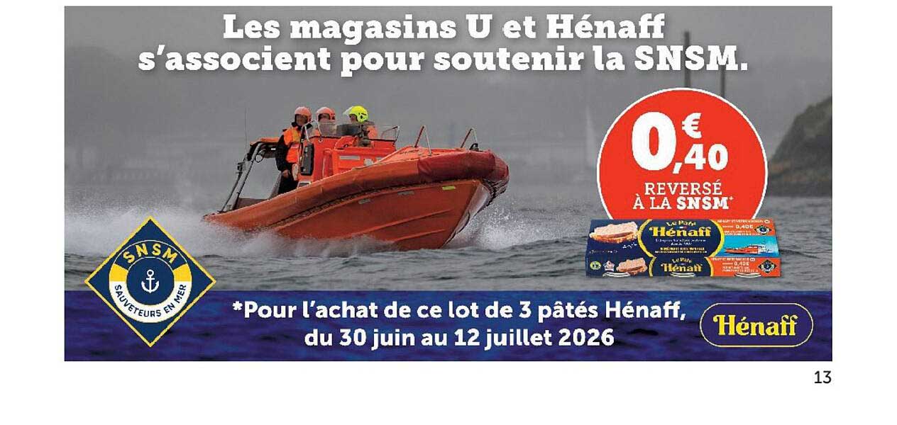 Les magasins U et Hénaff s'associent pour soutenir la SNSM