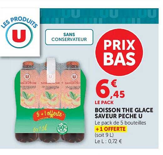 Les Produits U Boisson thé glacé saveur pêche