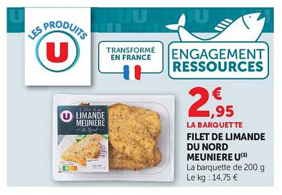 Les Produits U Filet de limande du Nord Meunière U