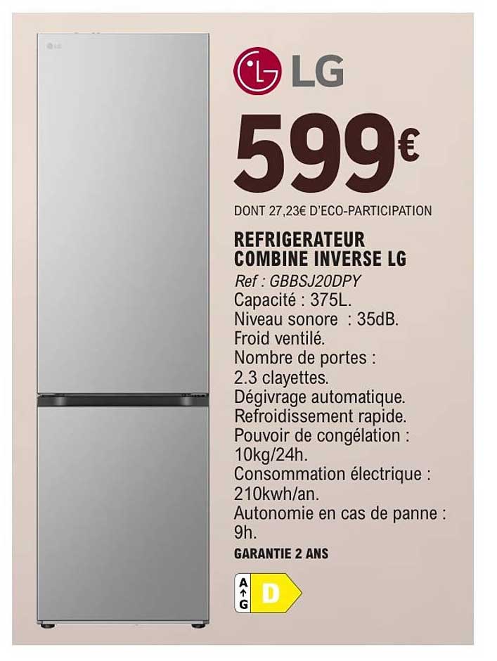 LG Réfrigérateur combine inverse LG