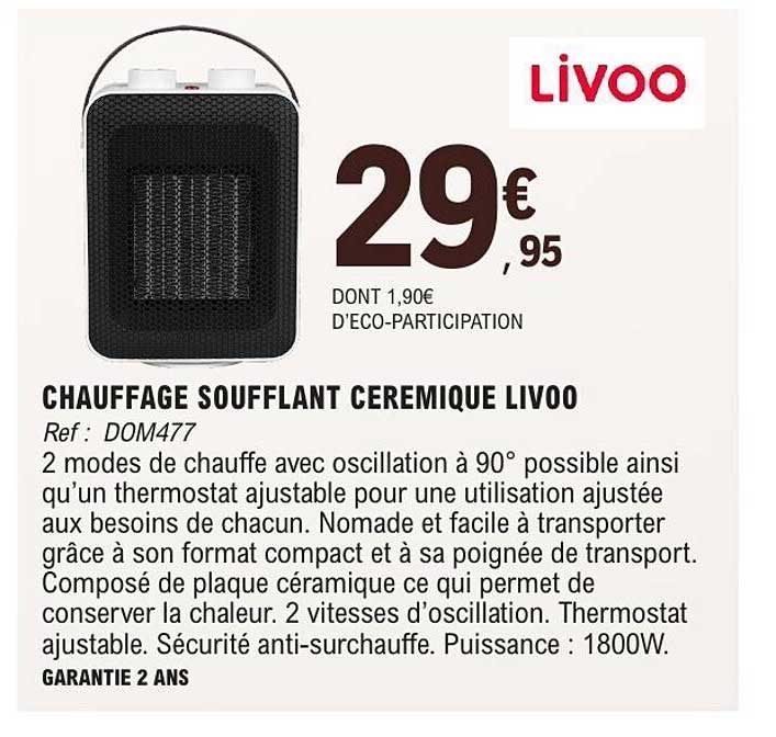 Livoo Chauffage soufflant céramique