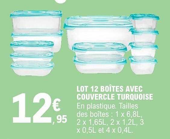 LOT 12 BOÎTES AVEC COUVERCLE TURQUOISE