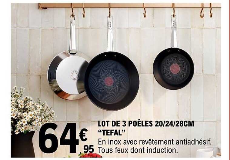 LOT DE 3 POÊLES 20/24/28CM